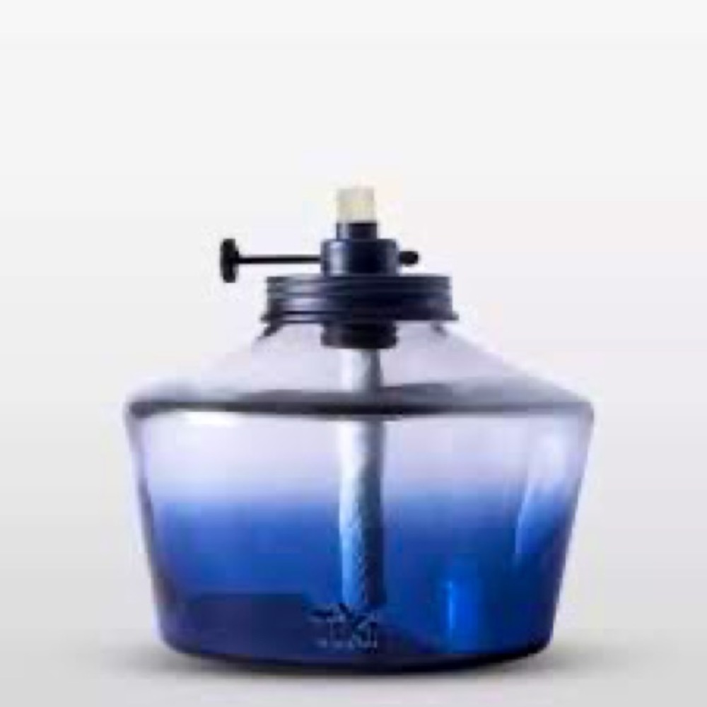 TIKI Brand 6.25" Adjustable Flame Penta Glass Votive Watercolor, Blue